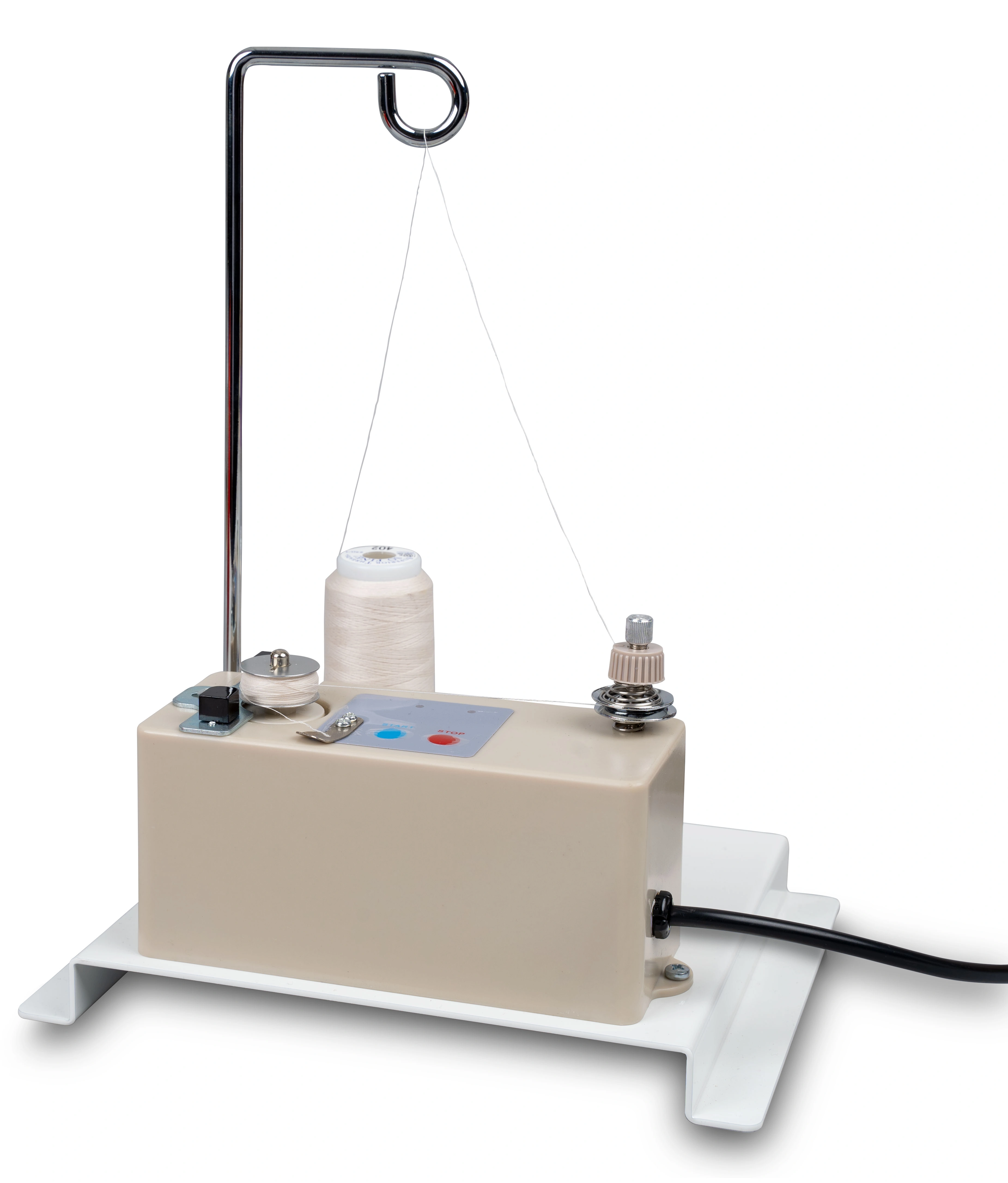 Dedicated external high-speed automatic bobbin winder accessory included with the Janome Quilt Maker Pro 18 package, serving creators in Louisburg.