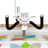 Close up view of a custom quilt pattern being stitched on a Janome Quilt Maker Pro 18 longarm machine, serving quilters across Raleigh and Wake Forest