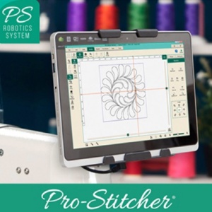 Janome Pro Stitcher Robotics System on display inside the showroom of The Broken Needle in Bunn, NC, serving longarm quilters in Raleigh and Wake Forest