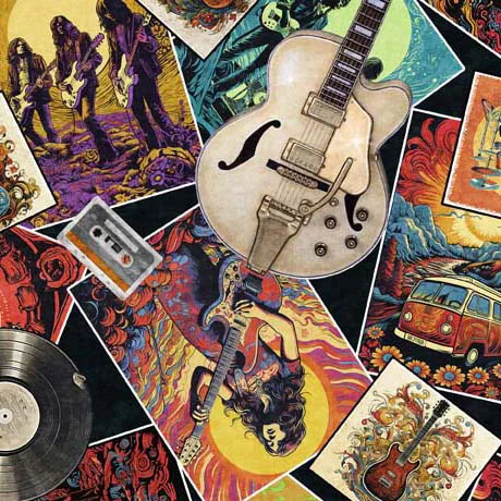Rock N Roll Fantasy - Rock Stars & Guitars - Black