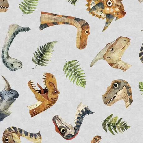 Dinoroaes - Dino Heads & Ferns - Grey