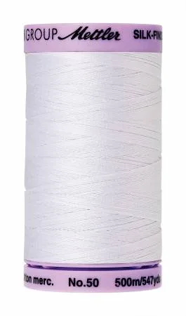 Silk-Finish 50wt Solid Cotton Thread 547yd/500M White
