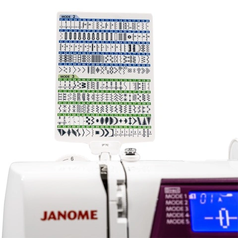 Purple Janome 5300QDC one-hand needle threader and top-loading jam-proof full rotary hook bobbin serving Wilmington, NC.