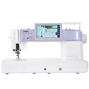 Janome Continental M6 professional sewing and quilting machine on display inside the showroom of The Broken Needle in Bunn, NC.