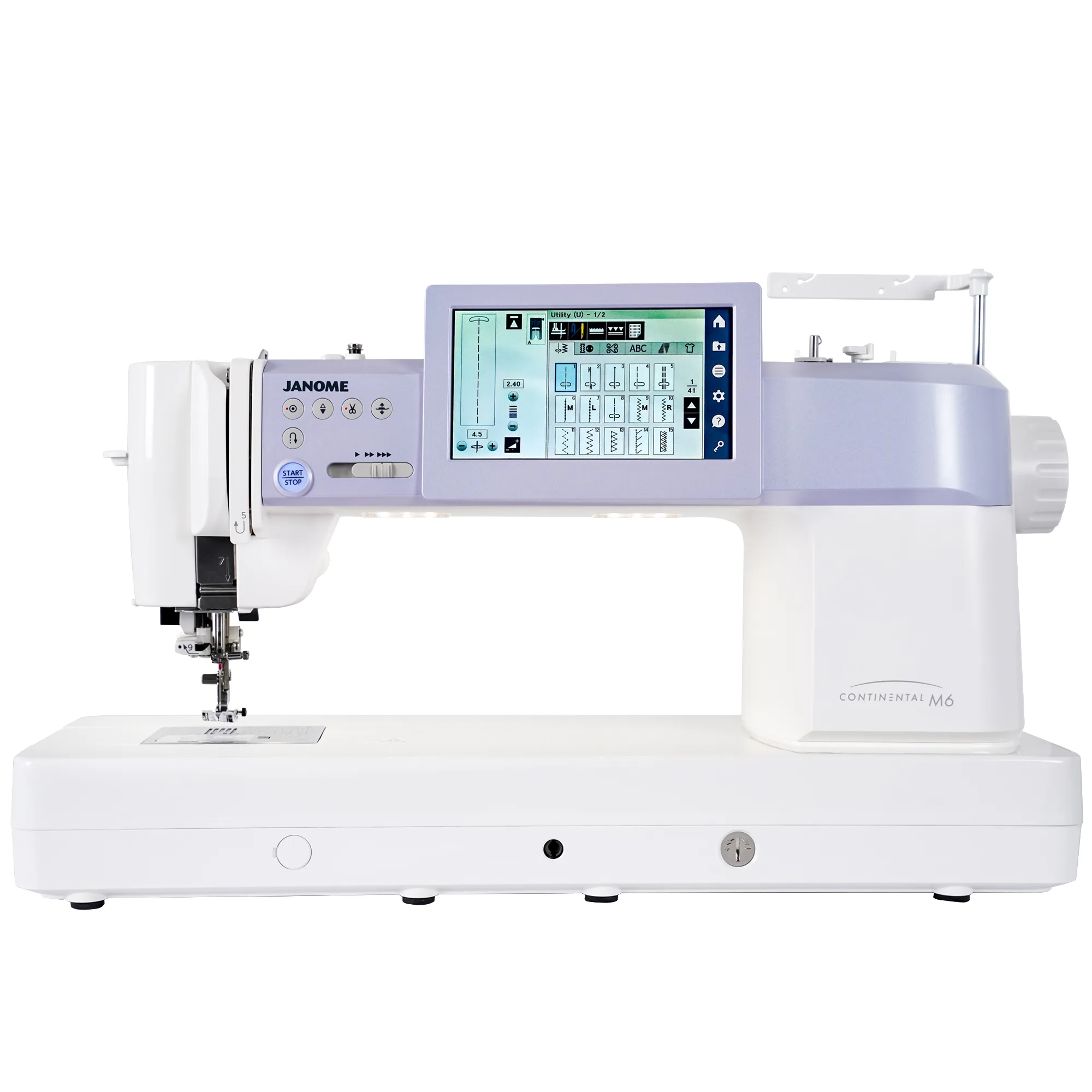 Janome Continental M6 professional sewing and quilting machine on display inside the showroom of The Broken Needle in Bunn, NC.