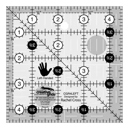 Creative Grids Left Handed Quilt Ruler 4-1/2in Square Creative Grids Left Handed Quilt Ruler 4-1/2in Square