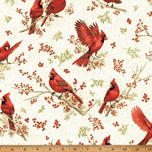 Berries and Birch - Natural Gold Cardinals and Berries