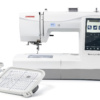 Janome Memory Craft 100E dedicated embroidery machine on display in the showroom at The Broken Needle in Bunn, NC.