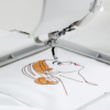 Janome Memory Craft 100E setup highlighting its standard embroidery hoop footprint and bed alignment layout near Wake Forest, NC.