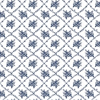 Classic Keepsakes -Rose Trellis- 14648 White-Navy