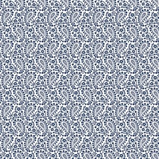 Classic Keepsakes -Paisley Floral- 14650 White-Navy