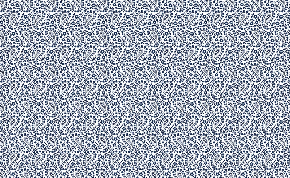 Classic Keepsakes -Paisley Floral- 14650 White-Navy