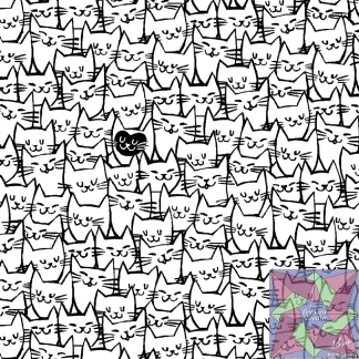 White Packed Cats 108in Quilt Back