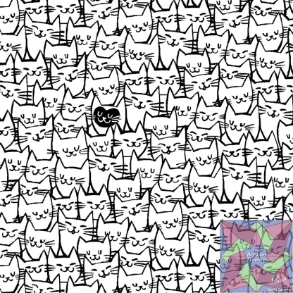 White Packed Cats 108in Quilt Back