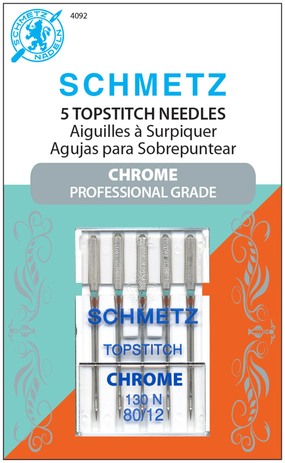 Schmetz Chrome Topstitch Schmetz Needle 5 ct, Size 80/12