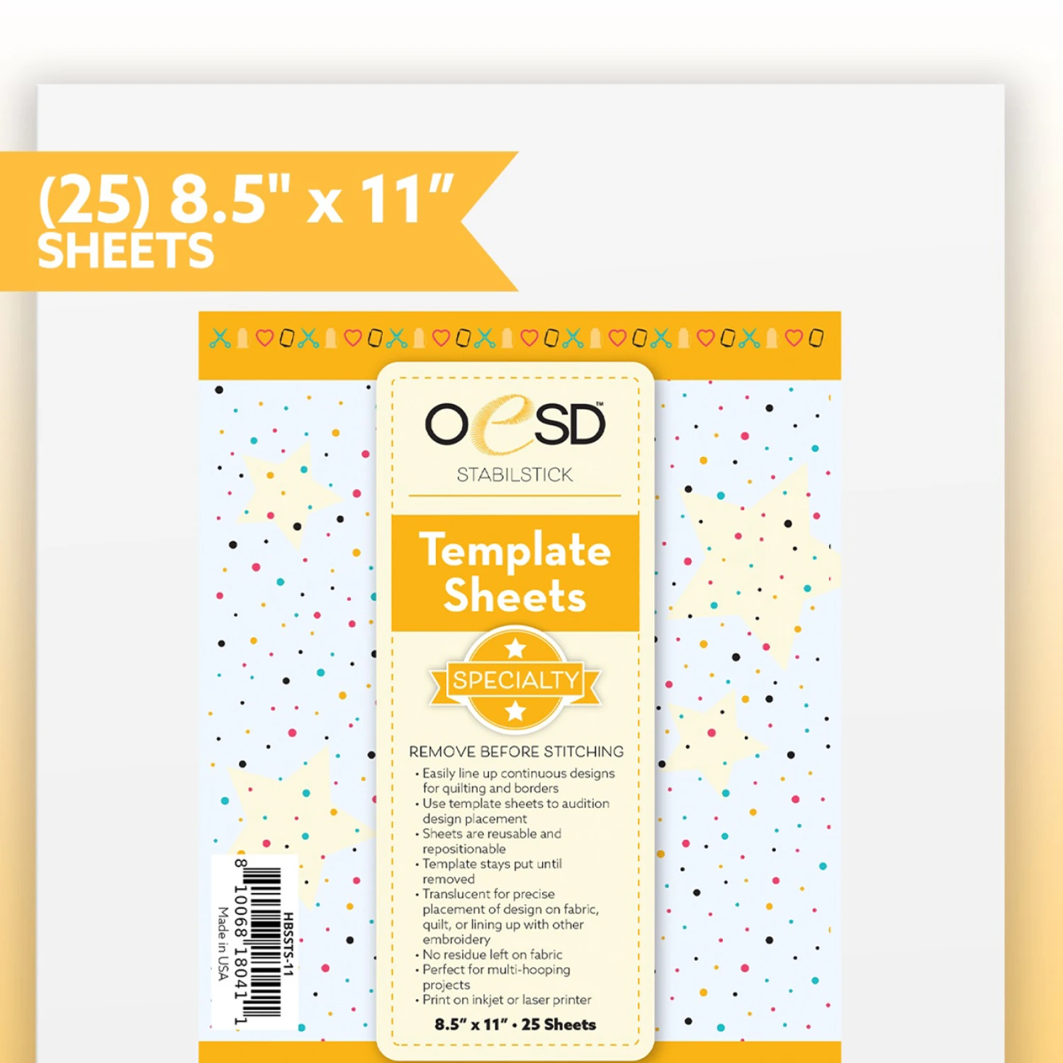 StabilStick Template Sheets 8.5in x 11in
