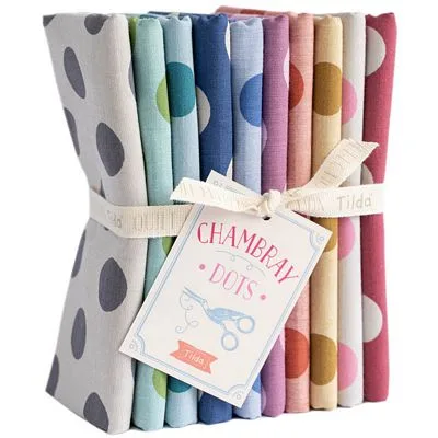 Tilda- Chambray Dots Fat Quarter Bundle-10 Fabrics Tilda- Chambray Dots Fat Quarter Bundle-10 Fabrics