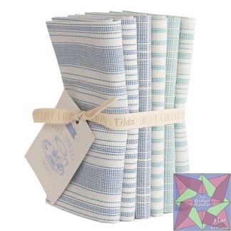 Tilda Woven Tea Towel FQB 6pc 20x22in Blue Teal