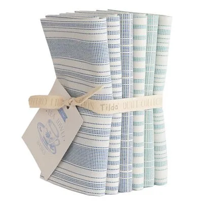 Tilda Woven Tea Towel FQB 6pc 20x22in Blue Teal Tilda Woven Tea Towel FQB 6pc 20x22in Blue Teal