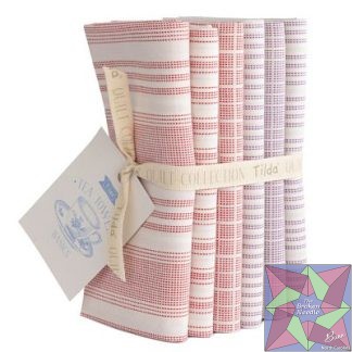 Tilda Woven Tea Towel FQB 6pc 20x22in Red Plum