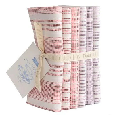 Tilda Woven Tea Towel FQB 6pc 20x22in Red Plum Tilda Woven Tea Towel FQB 6pc 20x22in Red Plum