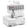 Close up of the internal color-coded threading guide and lower looper mechanism on the Janome MyLock 654D serger, serving sewists in Wake Forest and Louisburg.