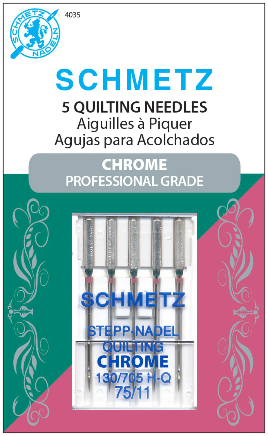 Chrome Quilting Schmetz Needle 5 ct, Size 75/11