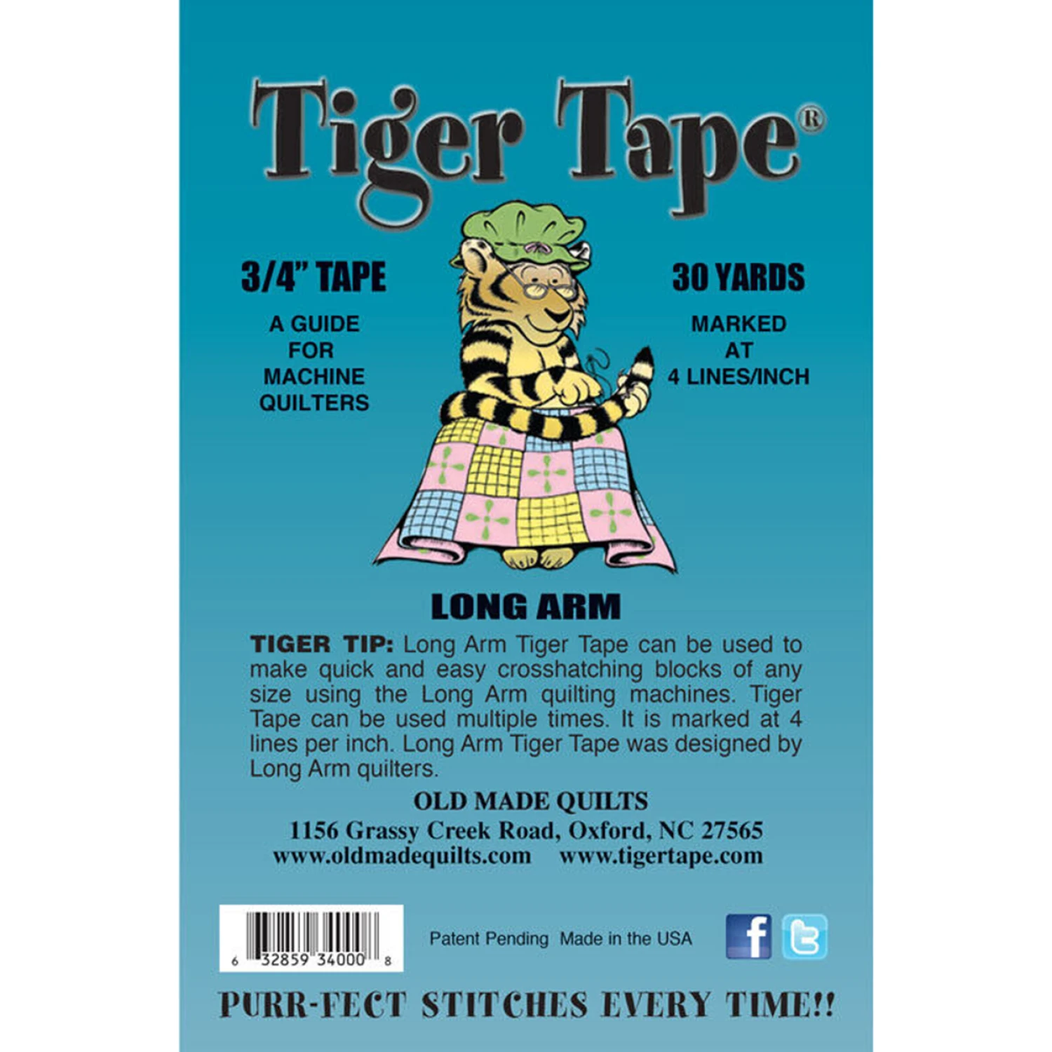 Tiger Tape Longarm 3/4in x 30yd Roll 4 Lines Per Inch