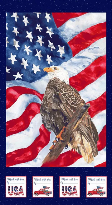Henry Glass - Wings of Freedom - 24" Eagle Panel, Multi