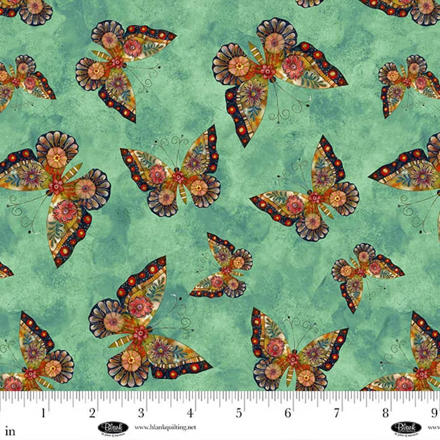 Enchanted Canopy - Digital by JK Stewart - Teal - Butterflies