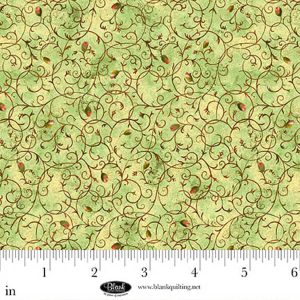 Enchanted Canopy - Digital by JK Stewart - Lt. Green - Scroll with Rosebuds