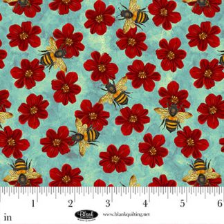 Enchanted Canopy - Digital by JK Stewart - Lt. Blue - Flowers with Bees