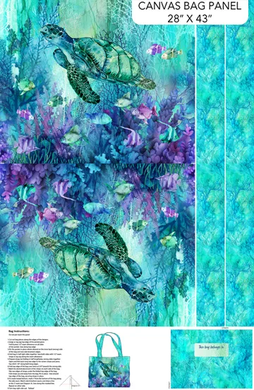 Coral Reef by Northcott Fabrics - Canvas Tote Panel