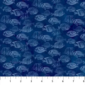 Coral Reef by Northcott Fabrics - Fish Blender - Navy