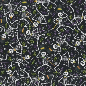 Spooky Cute Halloween Dancing Skeletons Black by Mary Engelbreit