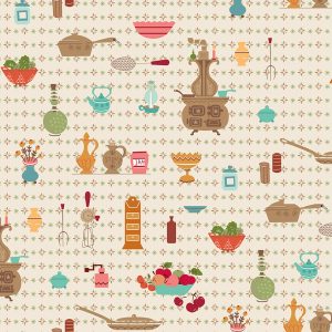 Wide Back Baked With Love Wallpaper Linen by Lori Holt