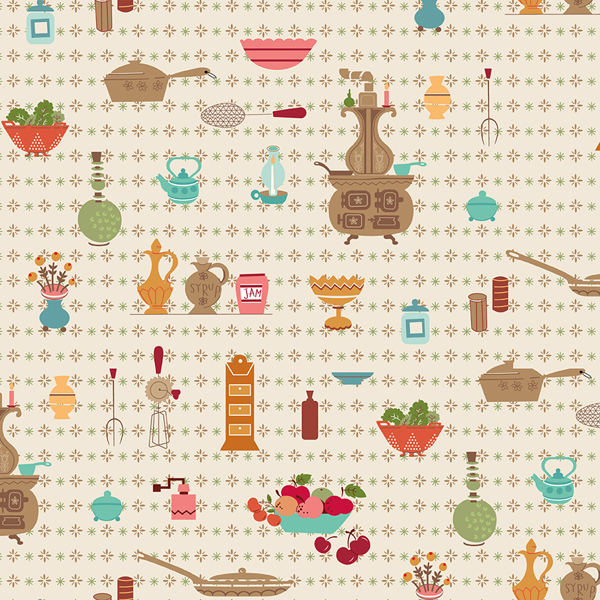 Wide Back Baked With Love Wallpaper Linen by Lori Holt Wide Back Baked With Love Wallpaper Linen by Lori Holt