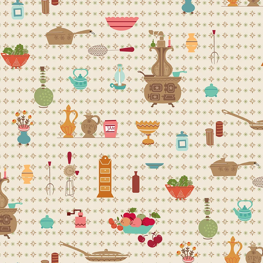 Wide Back Baked With Love Wallpaper Linen by Lori Holt Wide Back Baked With Love Wallpaper Linen by Lori Holt