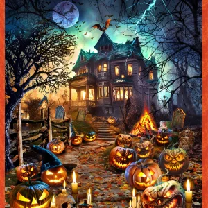 Multi Spooky Halloween Haunts Panel -36in Repeat