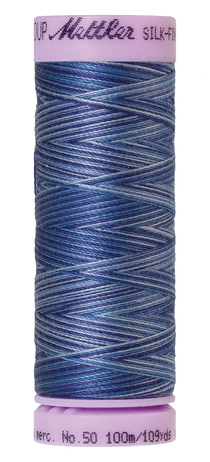 Silk-Finish 50wt Variegated Cotton Thread 109yd/100M Evening Blue