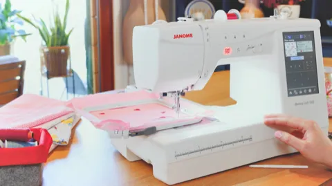 Janome Memory Craft 1000 color touch panel stylus menu system on display near Wake Forest, NC.