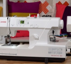 Janome SewSwitch 30 sewing and overlock machine preorder on display at The Broken Needle in Bunn, NC.