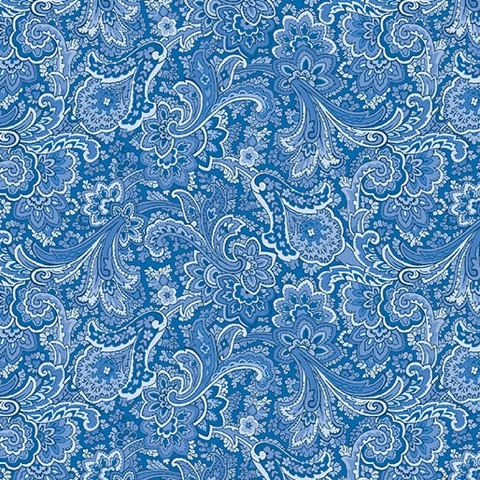 Benartex April's Garden Khanti Paisley Blue 108" Wide Back available at The Broken Needle in Bunn, proudly serving quilters and sewists across Wake Forest, Raleigh, Cary, Zebulon, and all of North Carolina.