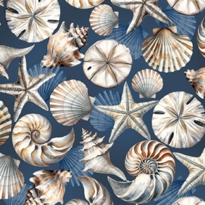 Benartex Coastal Seashell Serenade Blue 108