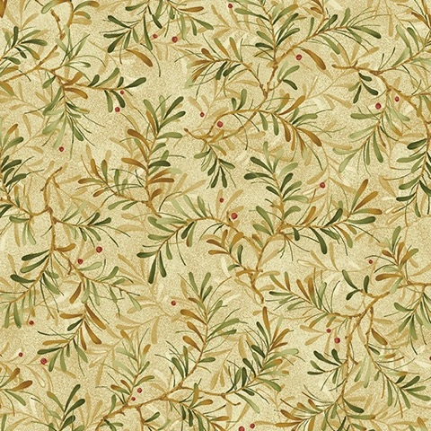 Benartex Star of Wonder Pine Boughs Ecru/Moss 108" Wide Back available at The Broken Needle in Bunn, proudly serving quilters and sewists across Wake Forest, Raleigh, Cary, Zebulon, and all of North Carolina.