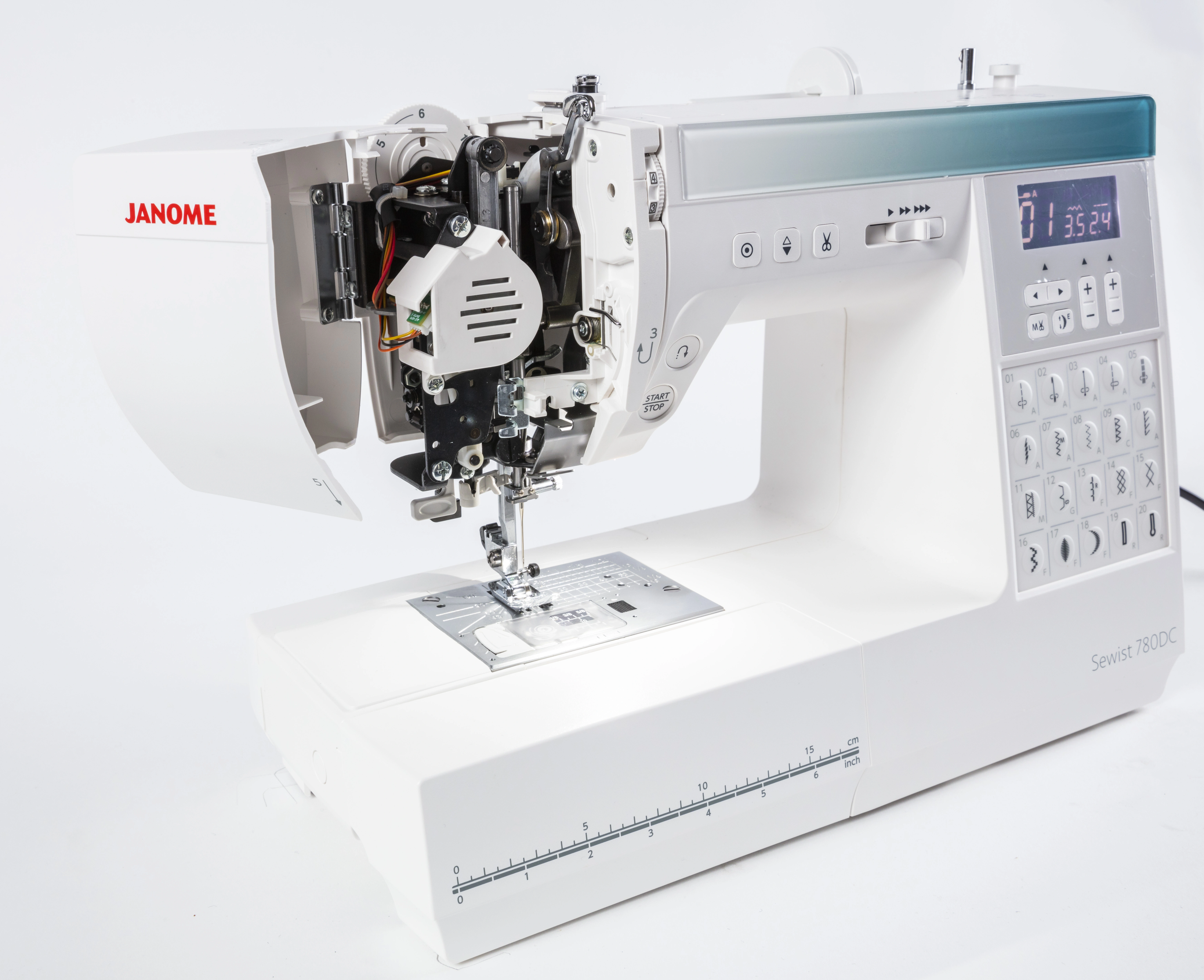 Janome 780DC professional drop feed dog lever mechanism configured for free-motion quilting serving Wilmington, NC.