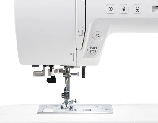 Janome Sewist 780DC built-in one-hand needle threader and bright LED lighting workspace layout near Wake Forest, NC.