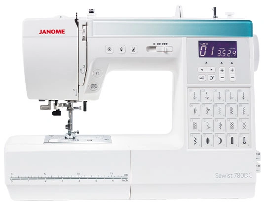 Janome Sewist 780DC computerized sewing machine on display in the showroom at The Broken Needle in Bunn, NC.