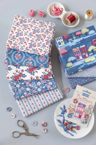 Tilda Village Life Fat Quarter Bundle - Cool Winter Colorway Slate Blue (10 Prints) - Image 9
